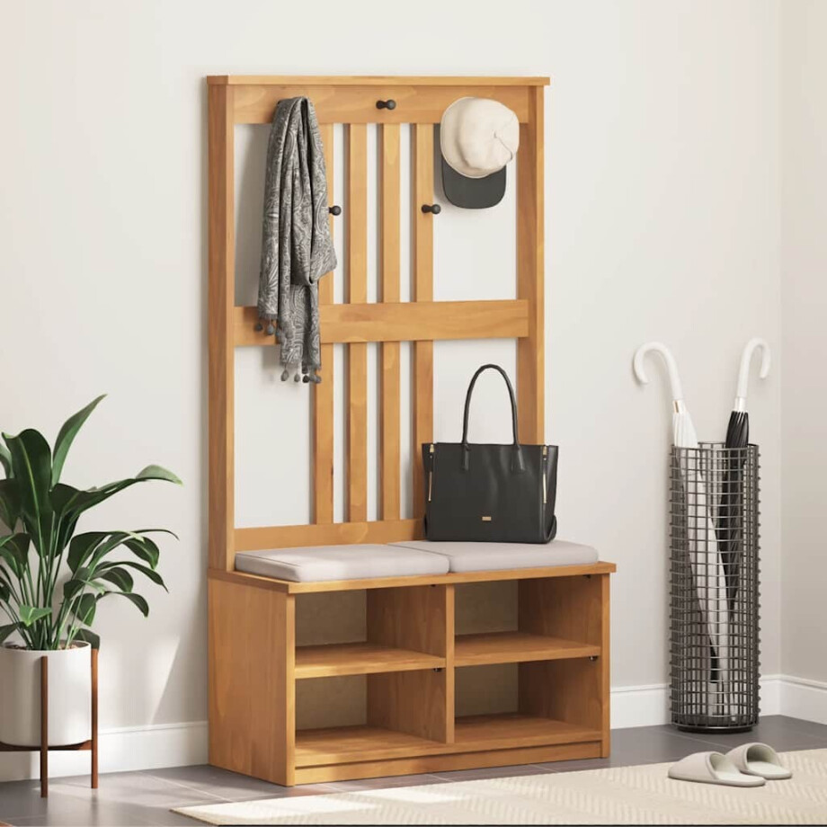 vidaXL Kapstok SANDNES 87x40x159,5 cm massief grenenhout afbeelding 1