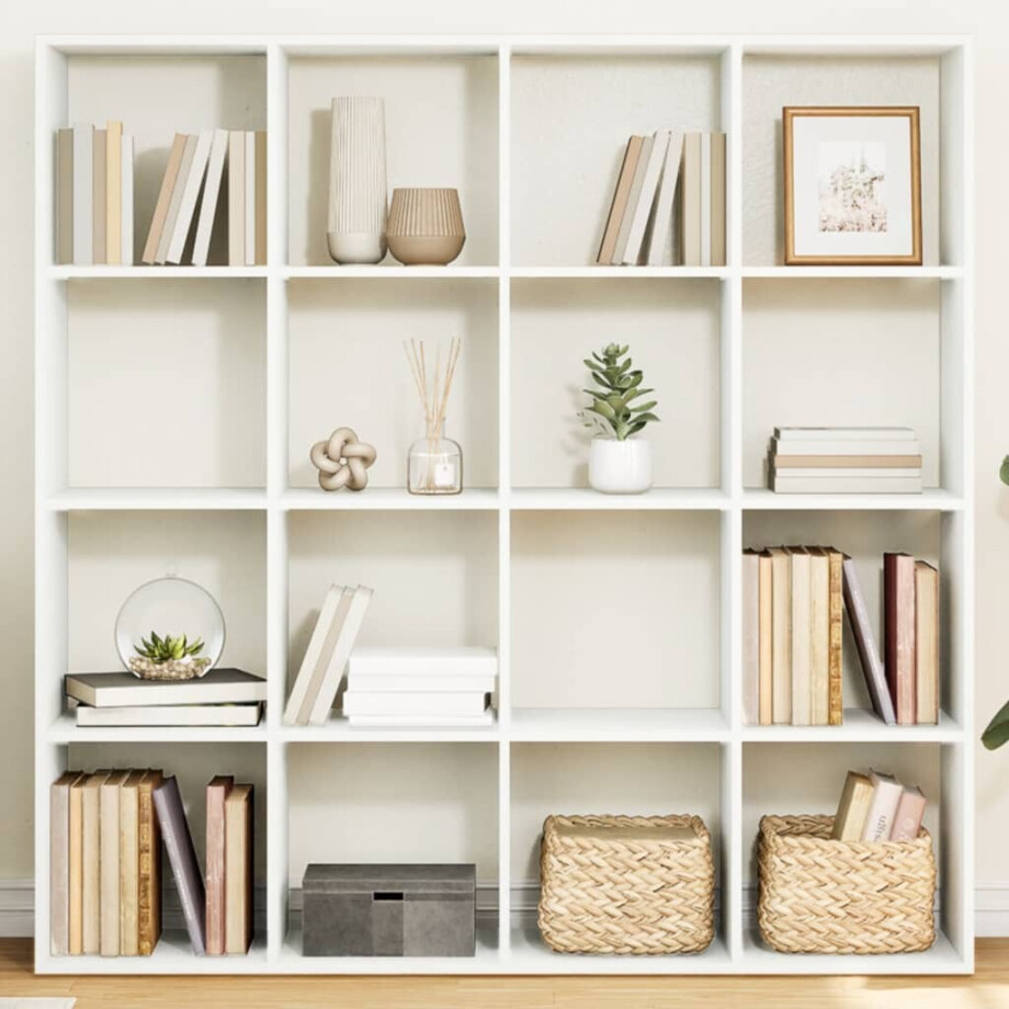 vidaXL Boekenkast 137,5x29x137,5 cm bewerkt hout wit afbeelding 1