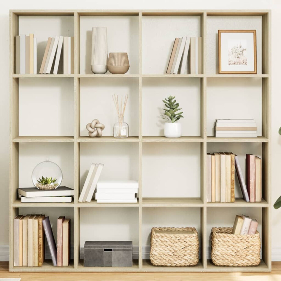 vidaXL Boekenkast 137,5x29x137,5 cm bewerkt hout sonoma eikenkleurig afbeelding 1