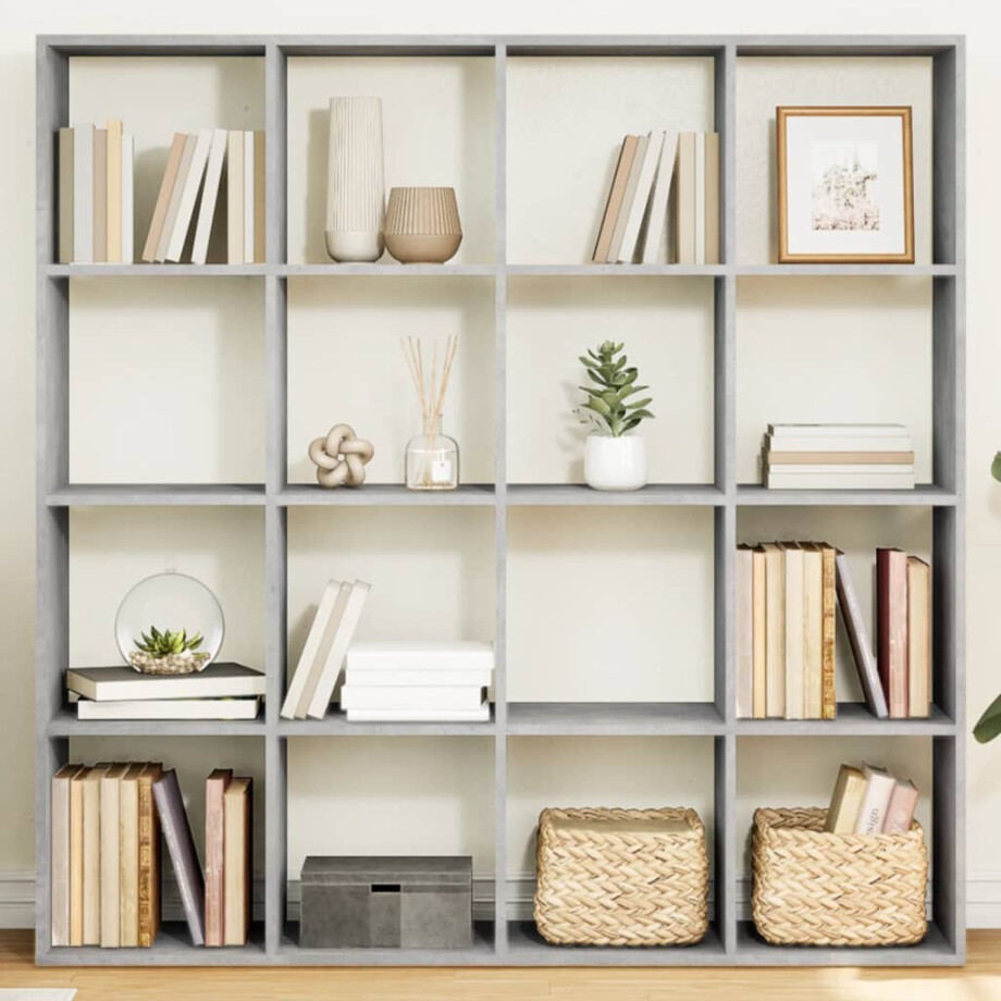 vidaXL Boekenkast 137,5x29x137,5 cm bewerkt hout betongrijs afbeelding 1