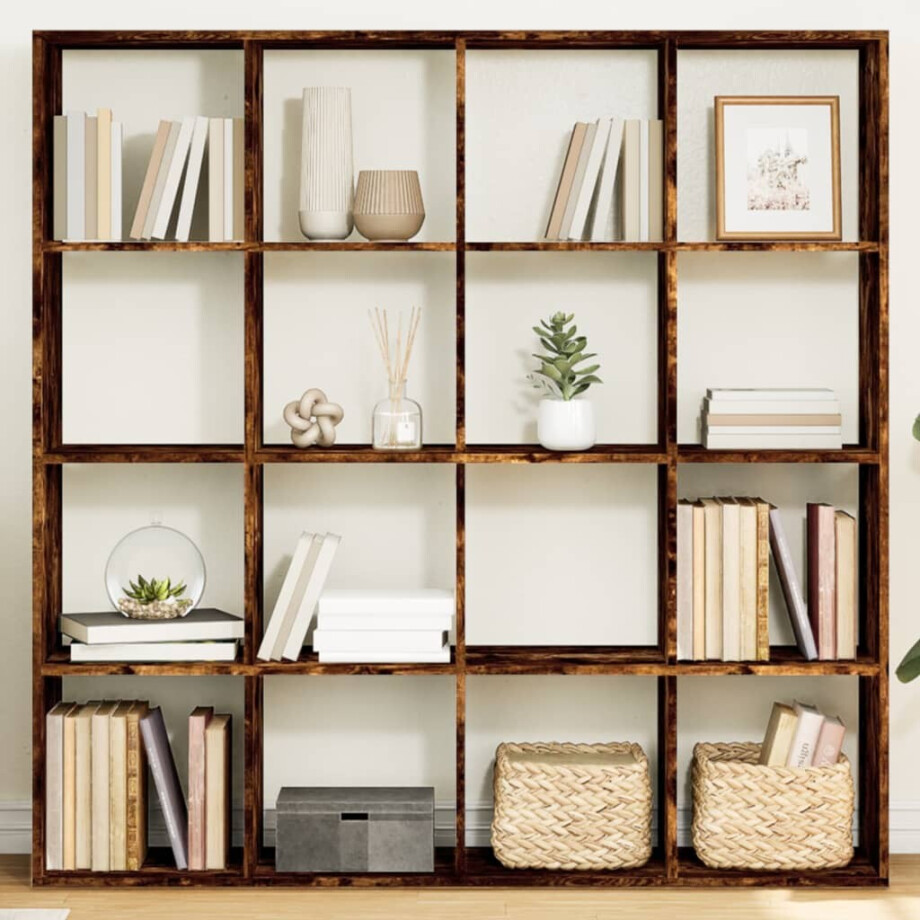 vidaXL Boekenkast 137,5x29x137,5 cm bewerkt hout gerookt eikenkleurig afbeelding 1