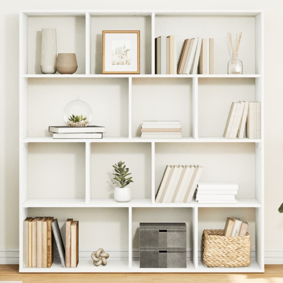 vidaXL Boekenkast 132x29x141,5 cm bewerkt hout wit afbeelding 1