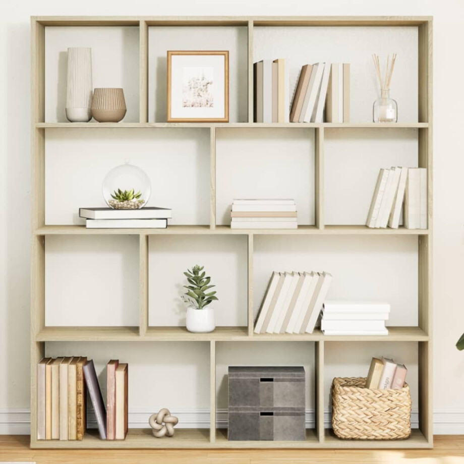 vidaXL Boekenkast 132x29x141,5 cm bewerkt hout sonoma eikenkleurig afbeelding 1