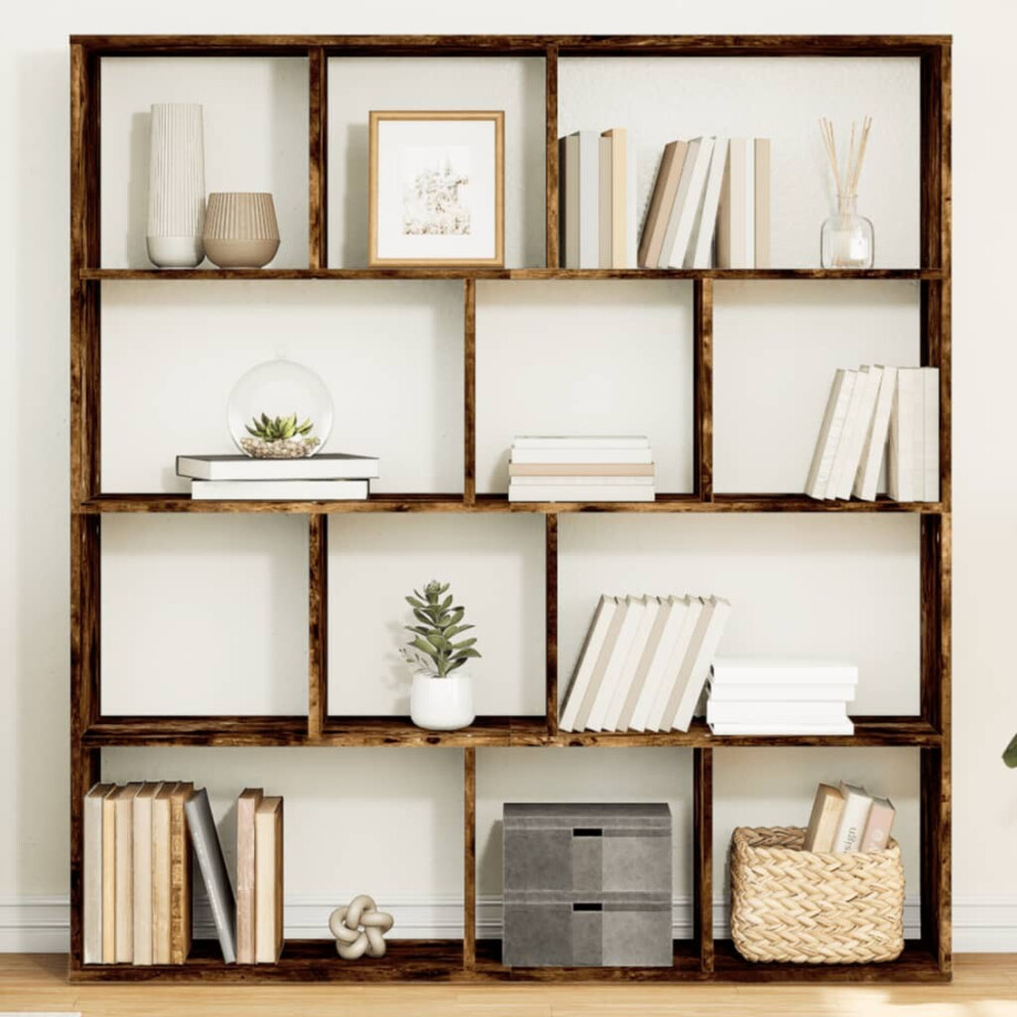 vidaXL Boekenkast 132x29x141,5 cm bewerkt hout gerookt eikenkleurig afbeelding 1
