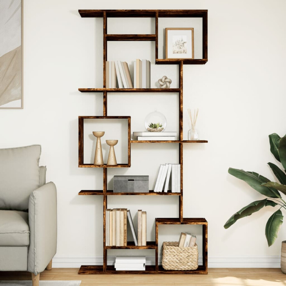 vidaXL Boekenkast 92x29x188 cm bewerkt hout gerookt eikenkleurig afbeelding 1