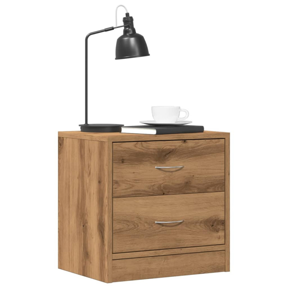 vidaXL Nachtkastjes 2 st 40x30x40 cm bewerkt hout artisanaal eiken vidaXL Nachtkastjes 2 st 40x30x40 cm bewerkt hout artisanaal eiken afbeelding 1
