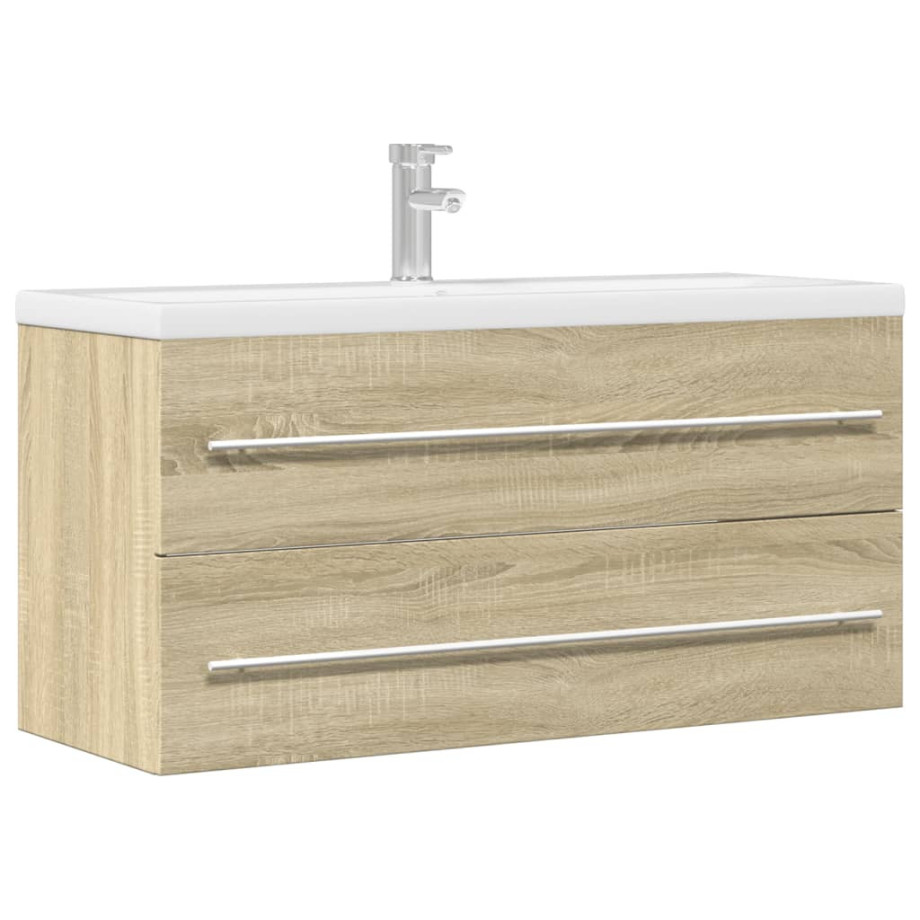 vidaXL Wastafelkast 100x38,5x48 cm spaanplaat sonoma eikenkleurig afbeelding 1