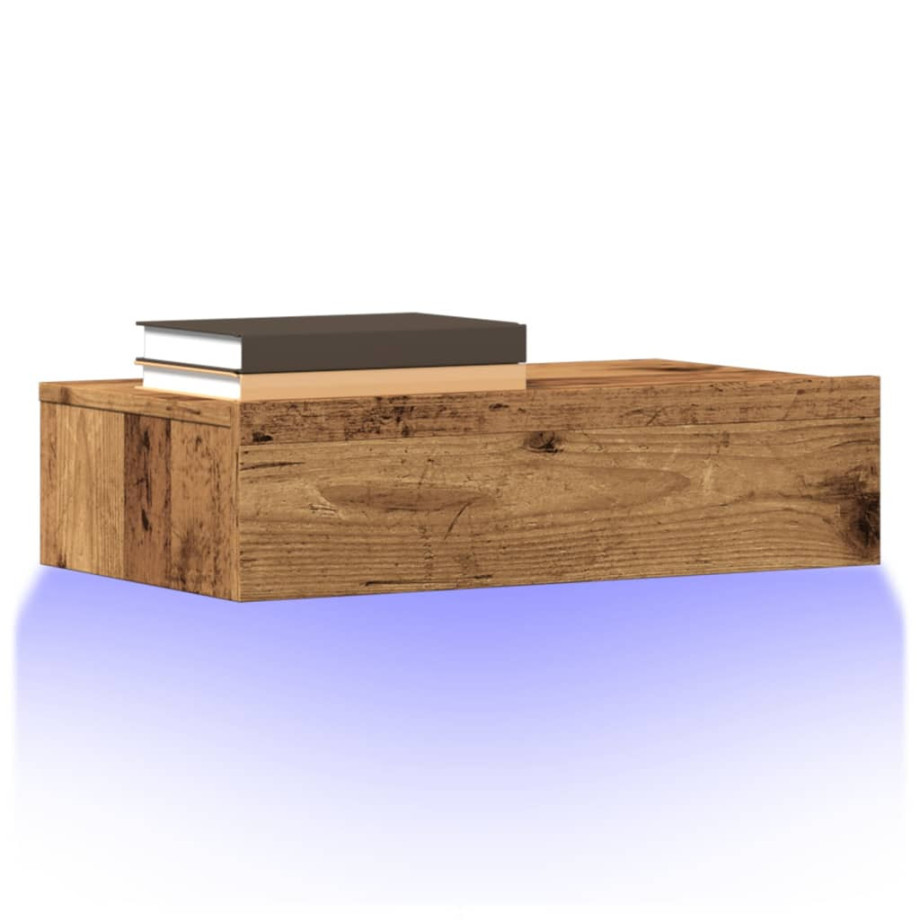 vidaXL Tv-meubels met LED-verlichting 2 st 60x35x15,5 cm oud hout afbeelding 1