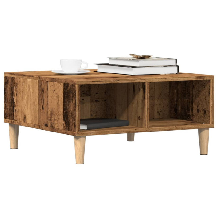 vidaXL Salontafel 60x60x30 cm bewerkt hout oud houtkleurig afbeelding 1