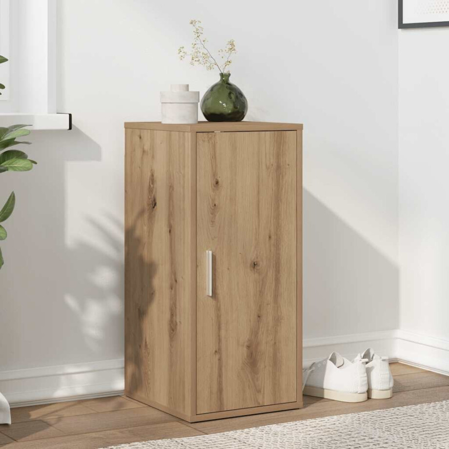 vidaXL Schoenenkast 32x35x70 cm bewerkt hout artisanaal eikenkleur afbeelding 1