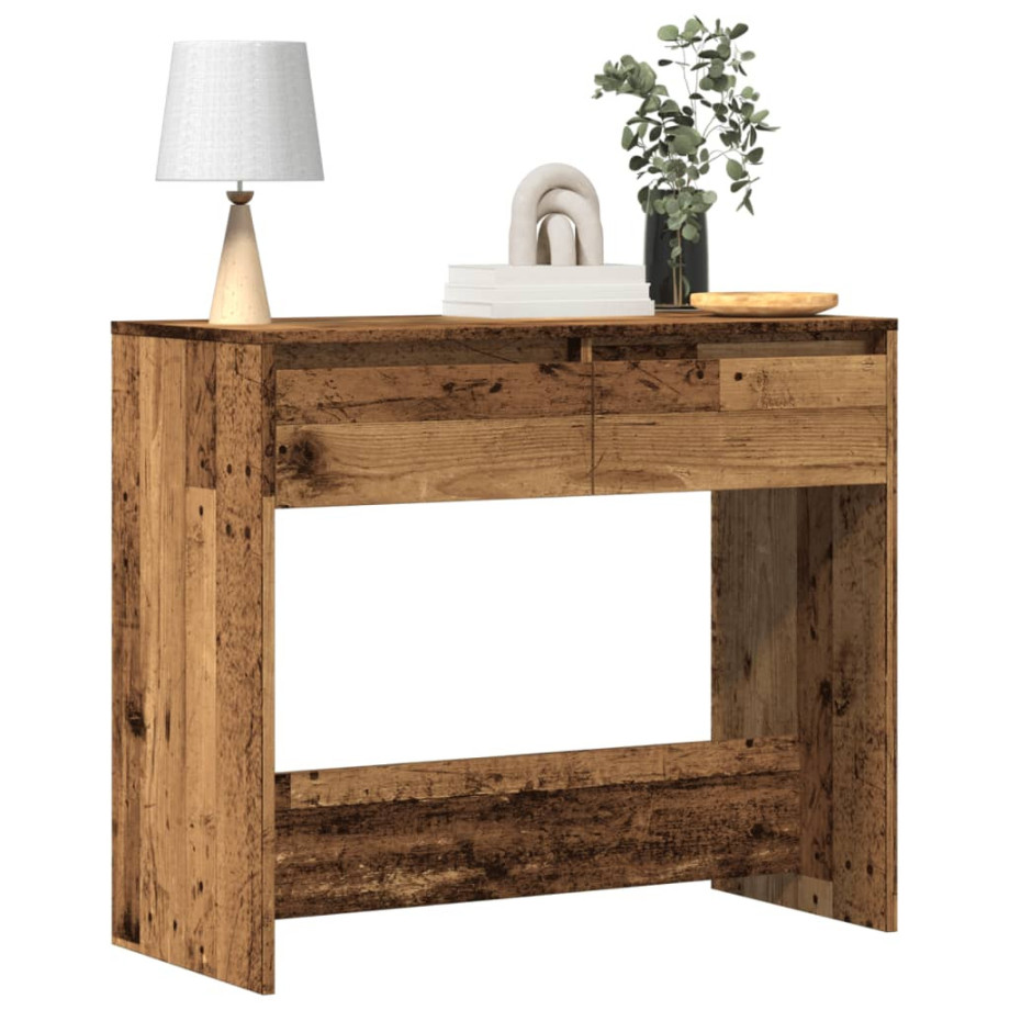vidaXL Wandtafel 89x41x76,5 cm bewerkt hout oud houtkleurig afbeelding 1