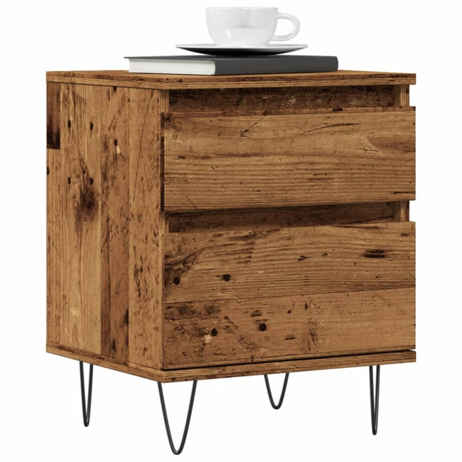 vidaXL Nachtkastjes 2 st 40x35x50 cm bewerkt hout oud houtkleurig vidaXL Nachtkastjes 2 st 40x35x50 cm bewerkt hout oud houtkleurig afbeelding 1