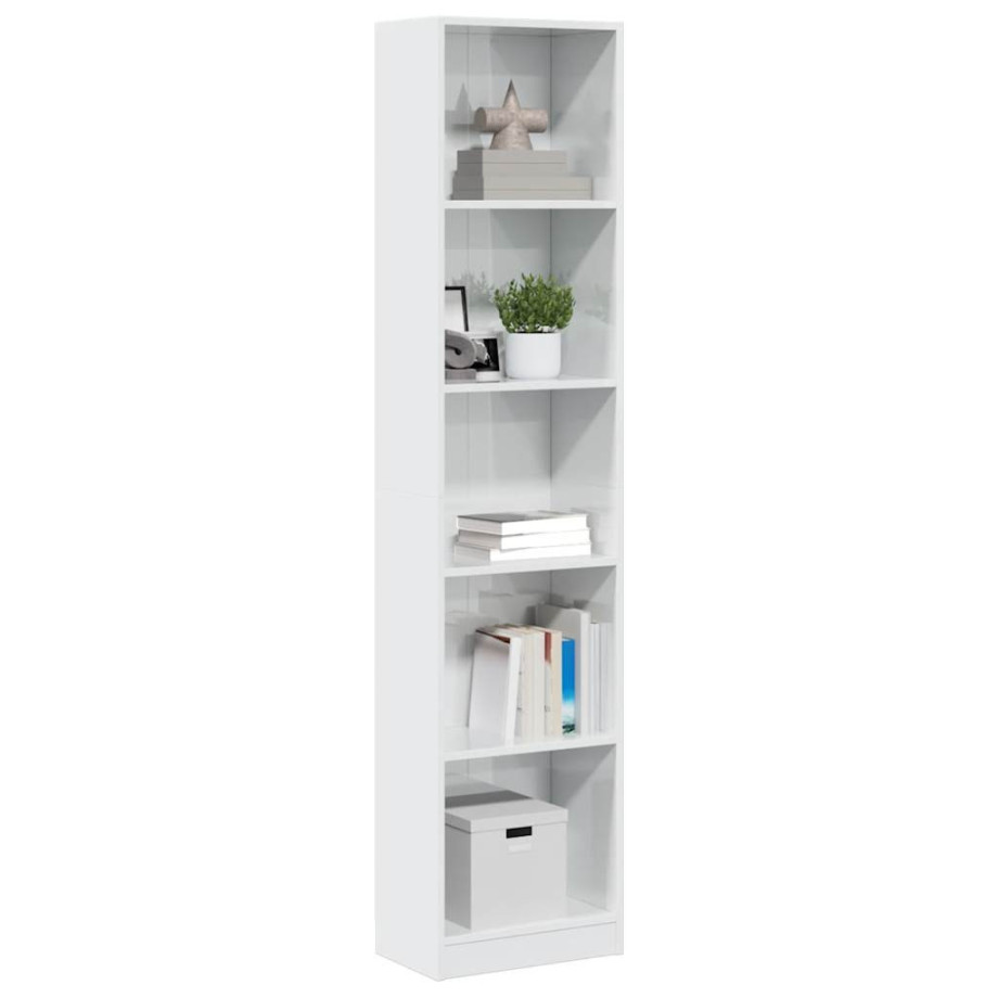 vidaXL Boekenkast 40x24x176 cm bewerkt hout hoogglans wit afbeelding 1