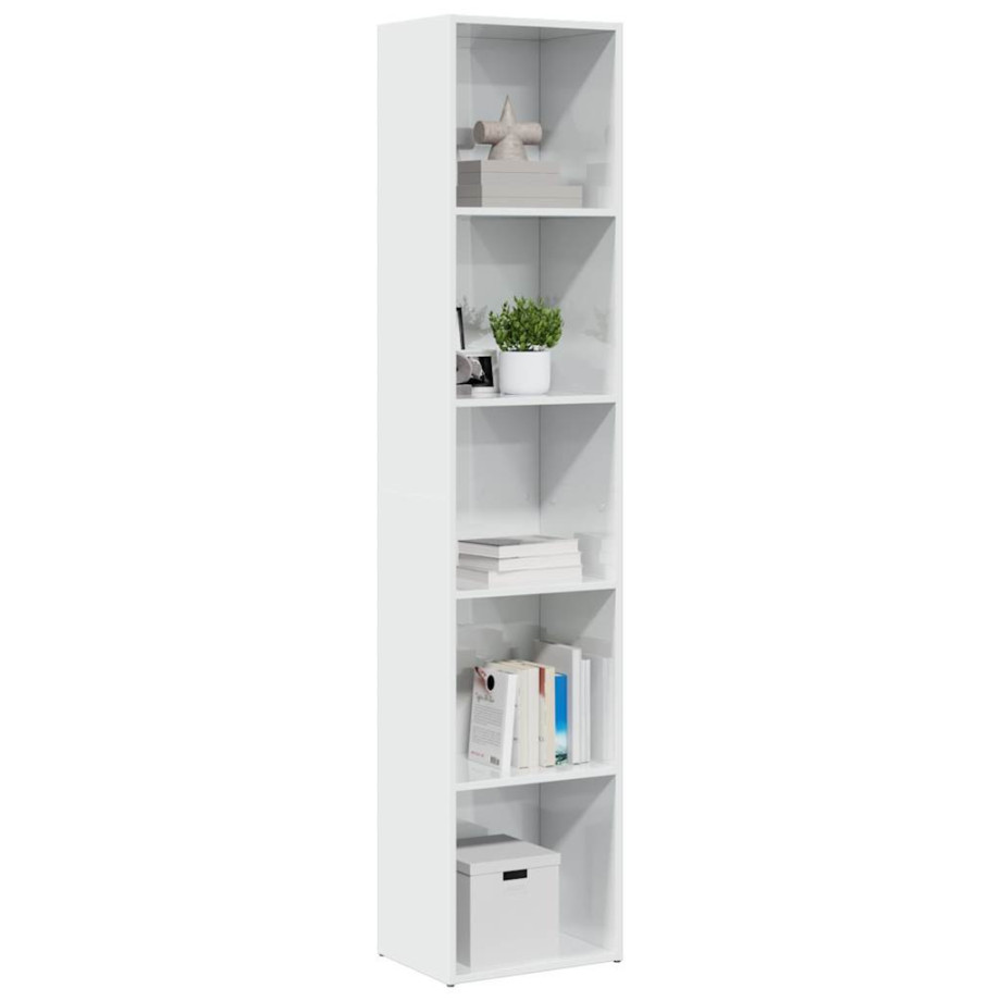 vidaXL Boekenkast 40x30x189 cm bewerkt hout hoogglans wit afbeelding 1