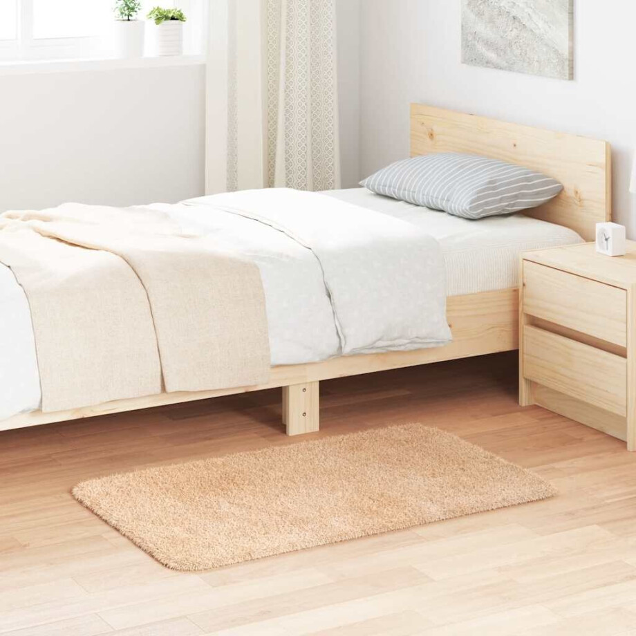 vidaXL Hoogpolig vloerkleed NAVARRA 60x100 cm polyester beige vidaXL Hoogpolig vloerkleed NAVARRA 60x100 cm polyester beige afbeelding 1