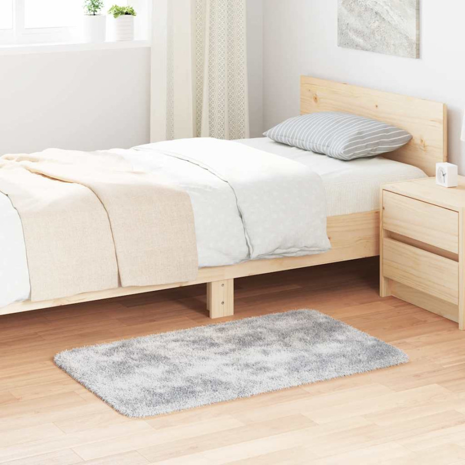 vidaXL Vloerkleed hoogpolig 60x100 cm polyester hoogpolig lichtgrijs afbeelding 1