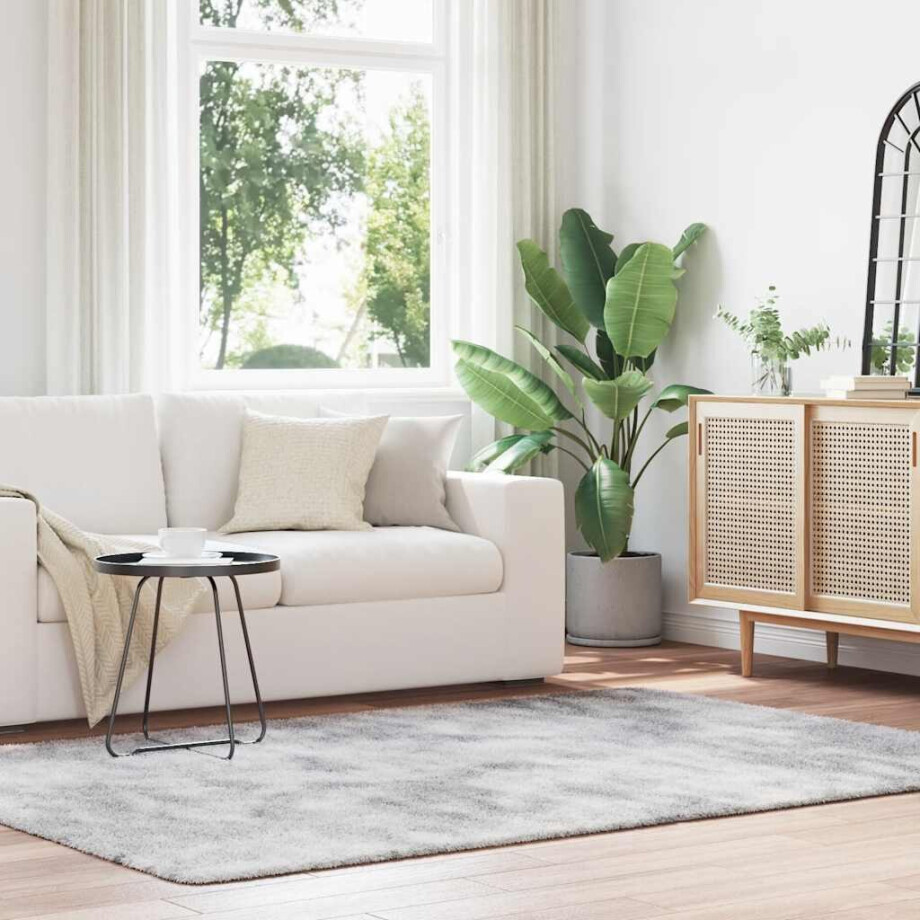 vidaXL Hoogpolig vloerkleed NAVARRA 160x230 cm polyester zilvergrijs afbeelding 1