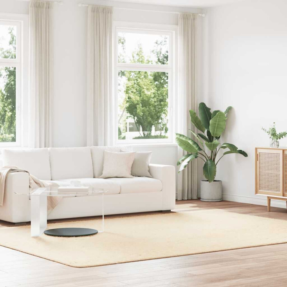 vidaXL Hoogpolig vloerkleed NAVARRA 240x340 cm polyester crèmekleurig vidaXL Hoogpolig vloerkleed NAVARRA 240x340 cm polyester crèmekleurig afbeelding 1