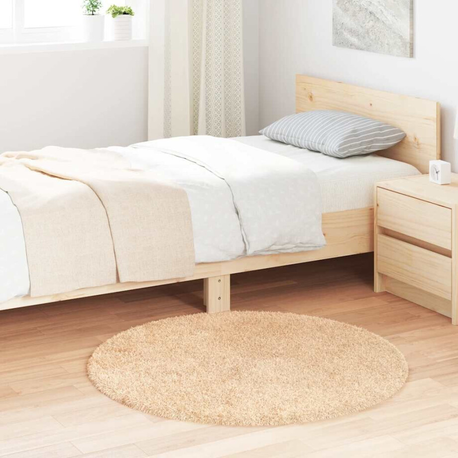 vidaXL Hoogpolig vloerkleed NAVARRA 100x100 cm polyester beige vidaXL Hoogpolig vloerkleed NAVARRA 100x100 cm polyester beige afbeelding 1