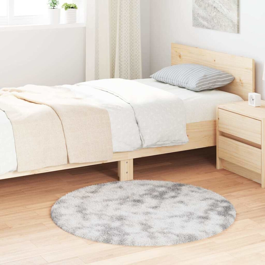 vidaXL Hoogpolig vloerkleed NAVARRA 100x100 cm polyester zilvergrijs vidaXL Hoogpolig vloerkleed NAVARRA 100x100 cm polyester zilvergrijs afbeelding 1