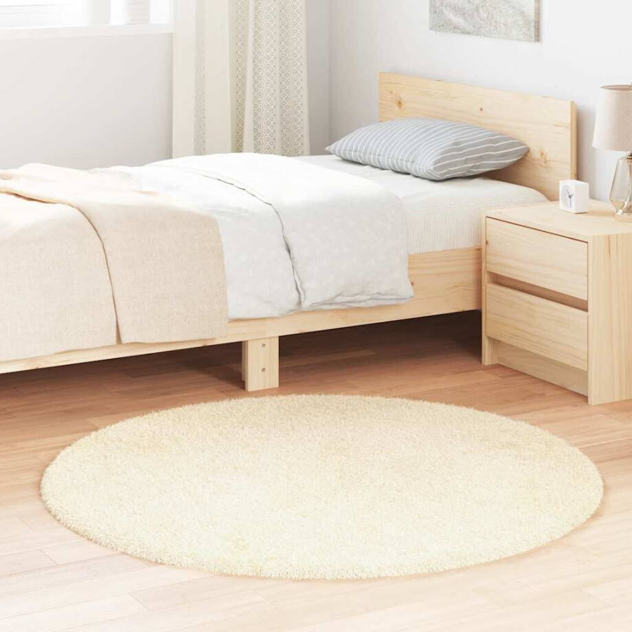 vidaXL Hoogpolig vloerkleed NAVARRA 120x120 cm polyester crèmekleurig vidaXL Hoogpolig vloerkleed NAVARRA 120x120 cm polyester crèmekleurig afbeelding 1