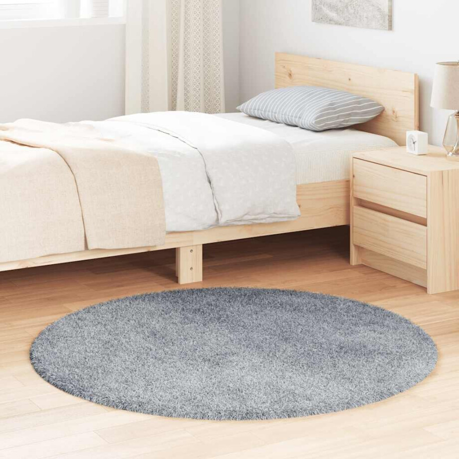 vidaXL Hoogpolig vloerkleed NAVARRA 120x120 cm polyester lichtgrijs vidaXL Hoogpolig vloerkleed NAVARRA 120x120 cm polyester lichtgrijs afbeelding 1
