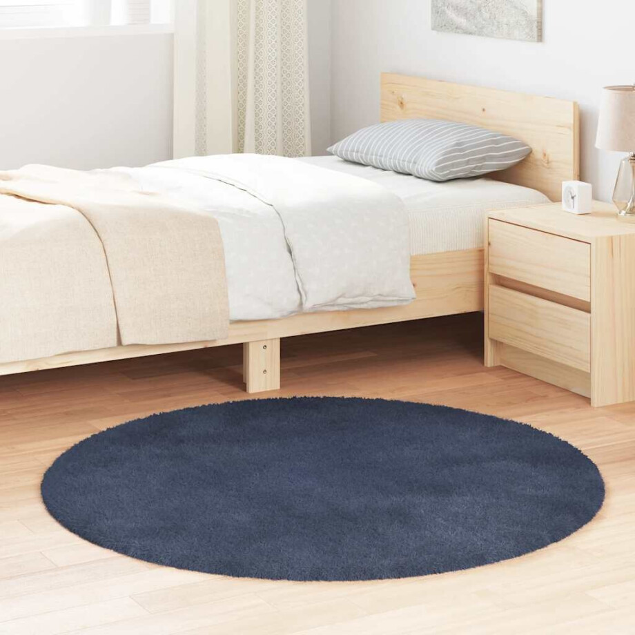 vidaXL Hoogpolig vloerkleed NAVARRA 120x120 cm polyester marineblauw vidaXL Hoogpolig vloerkleed NAVARRA 120x120 cm polyester marineblauw afbeelding 1
