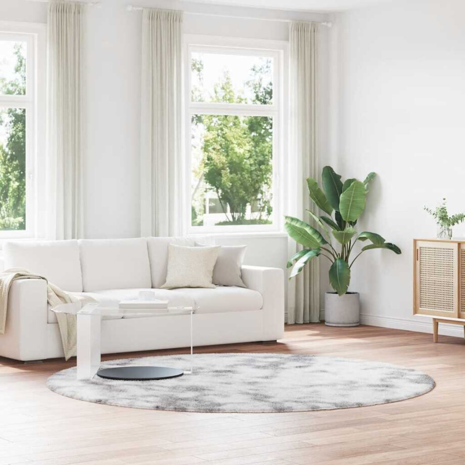 vidaXL Hoogpolig vloerkleed NAVARRA 240x240 cm polyester zilvergrijs afbeelding 1