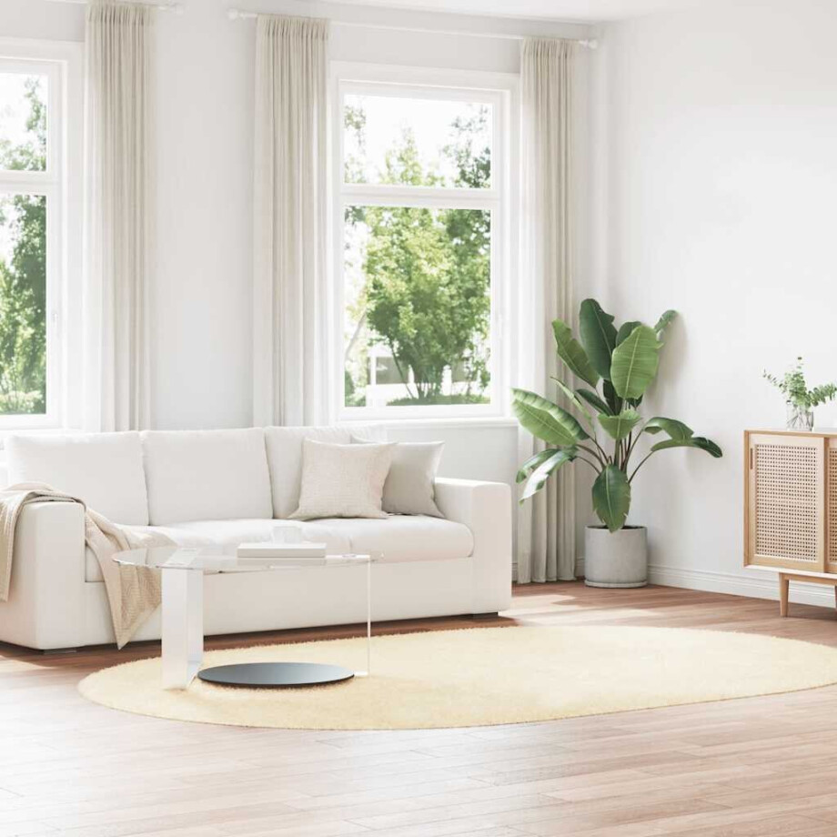 vidaXL Hoogpolig vloerkleed NAVARRA 300x200 cm polyester crèmekleurig vidaXL Hoogpolig vloerkleed NAVARRA 300x200 cm polyester crèmekleurig afbeelding 1