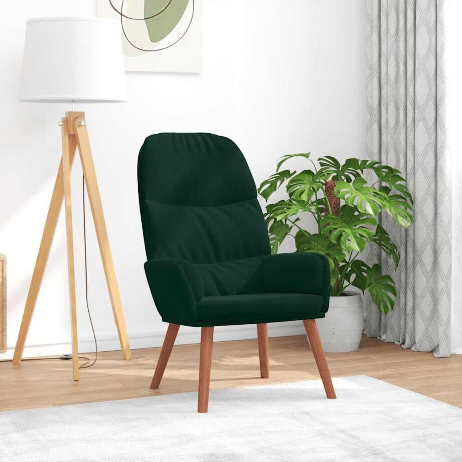 vidaXL Relaxstoel fluweel donkergoen afbeelding 1