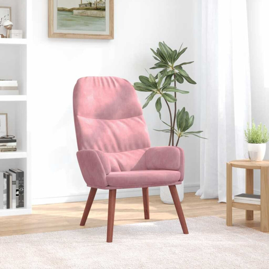 vidaXL Relaxstoel fluweel roze afbeelding 1