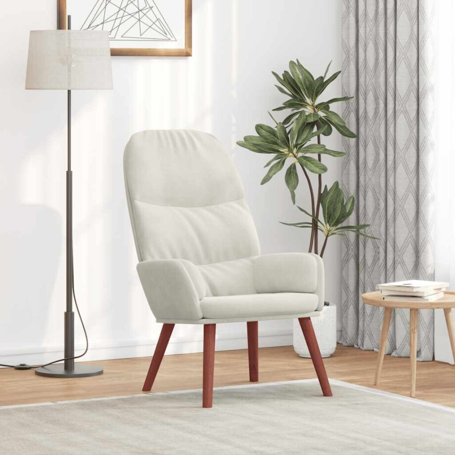 vidaXL Relaxstoel fluweel crèmewit afbeelding 1