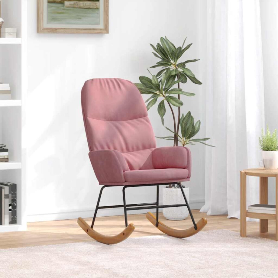 vidaXL Schommelstoel fluweel roze afbeelding 1