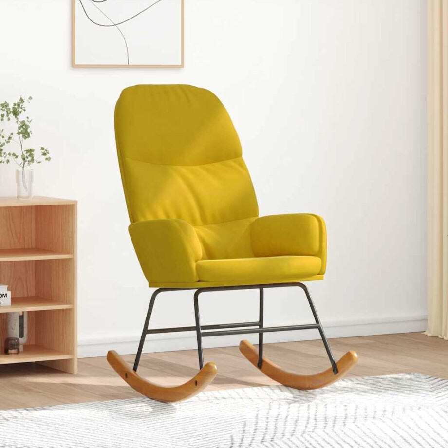 vidaXL Schommelstoel fluweel geel afbeelding 1