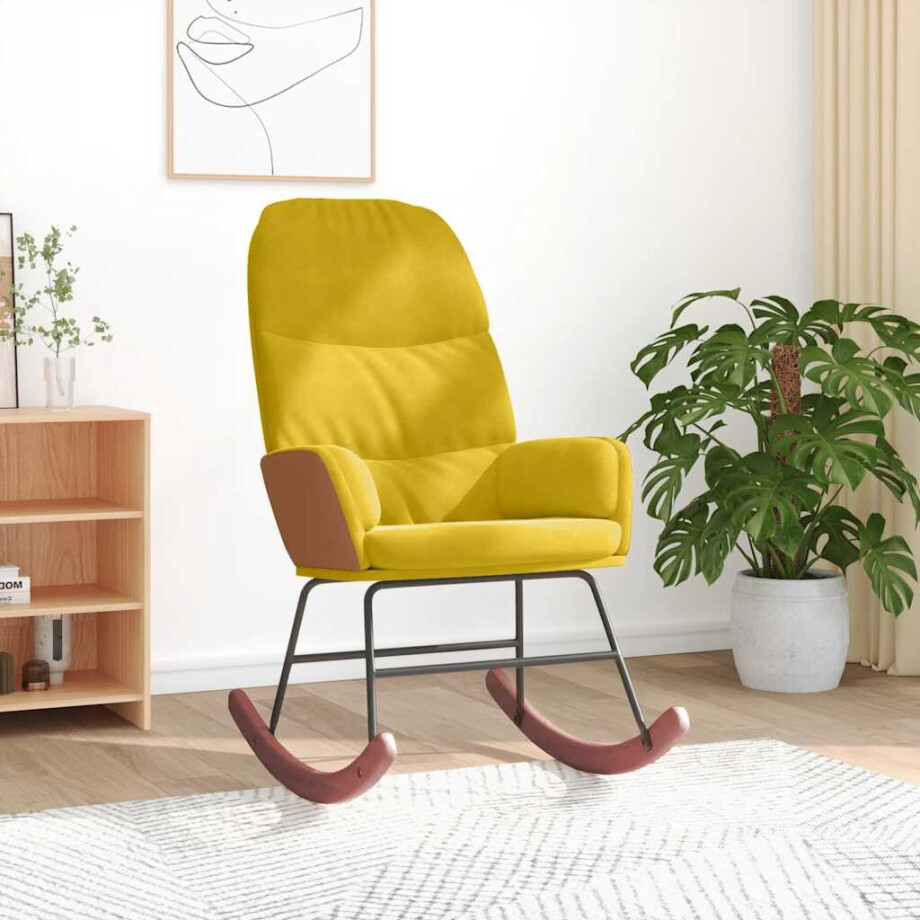 vidaXL Schommelstoel fluweel geel afbeelding 1