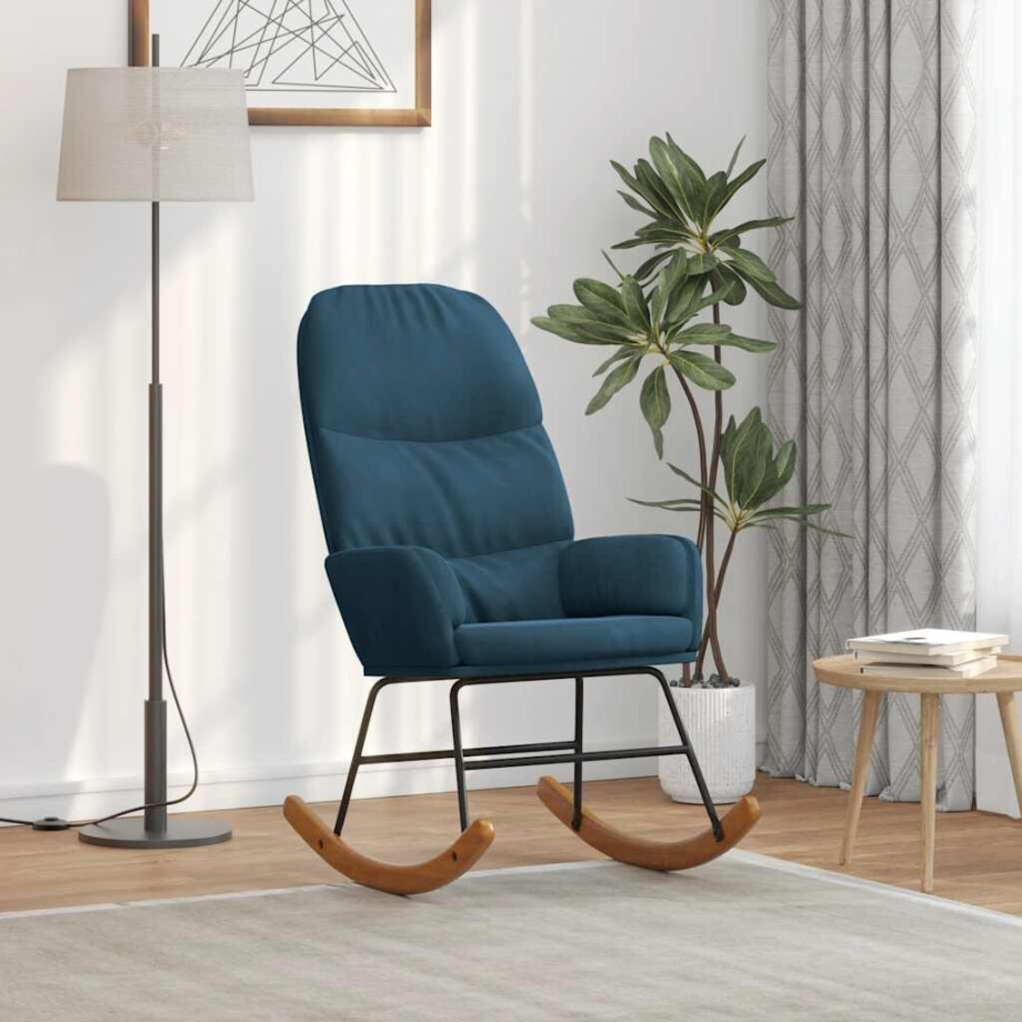 vidaXL Schommelstoel fluweel blauw afbeelding 1