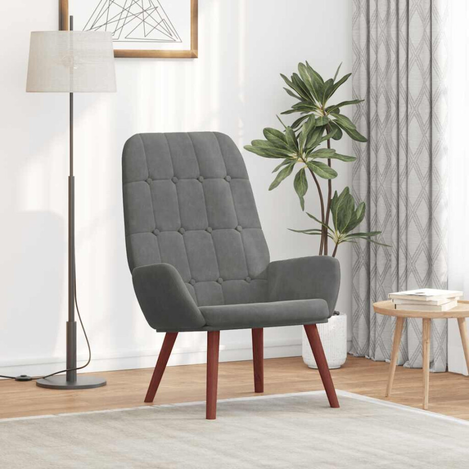 vidaXL Relaxstoel fluweel donkergrijs afbeelding 1