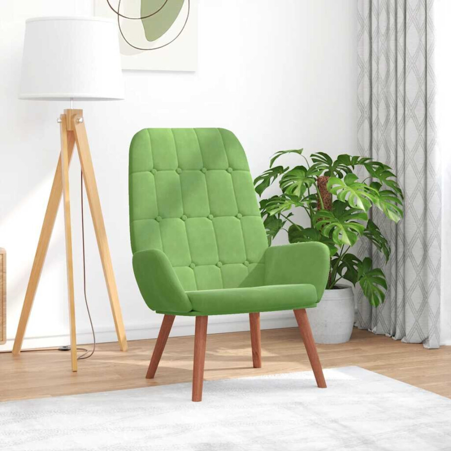 vidaXL Relaxstoel fluweel lichtgroen vidaXL Relaxstoel fluweel lichtgroen afbeelding 1