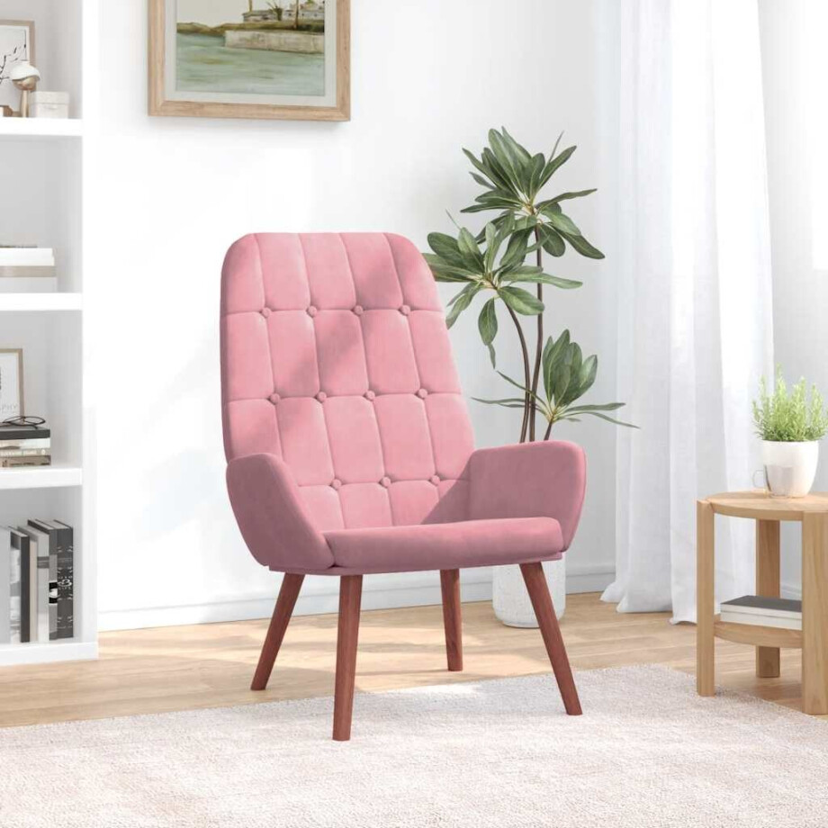vidaXL Relaxstoel fluweel roze afbeelding 1