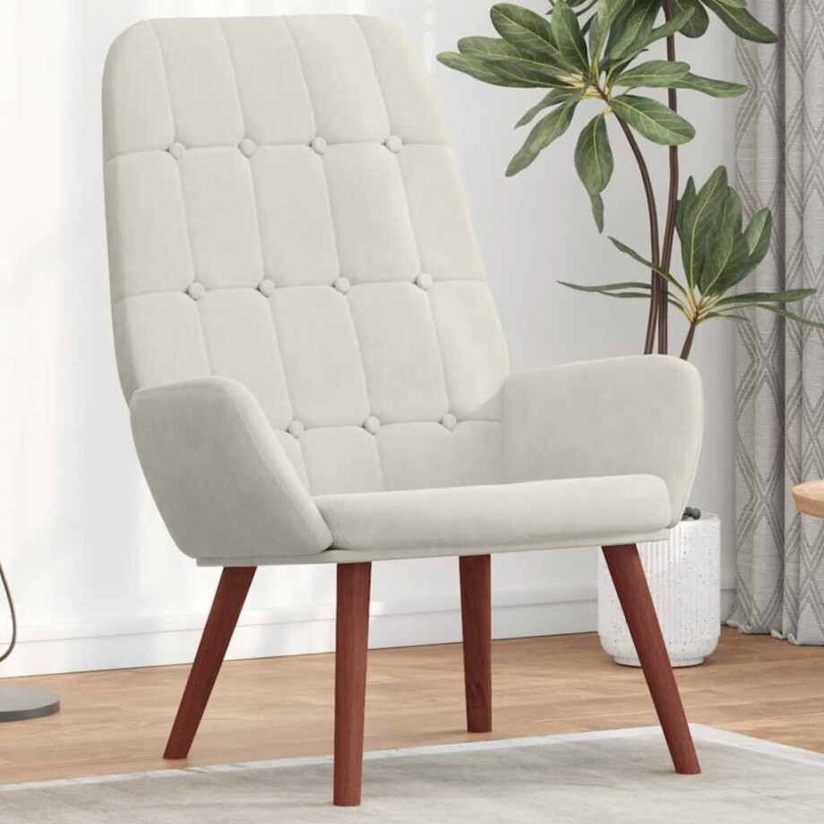 vidaXL Relaxstoel fluweel crèmewit afbeelding 1