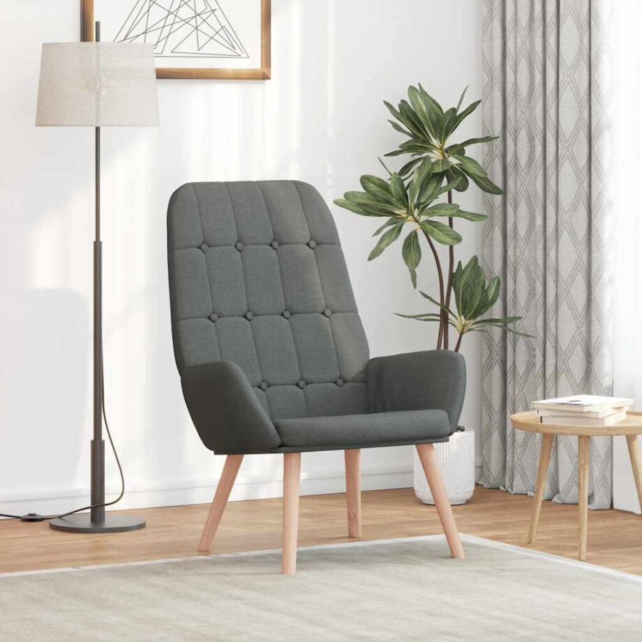 vidaXL Relaxstoel stof donkergrijs afbeelding 1