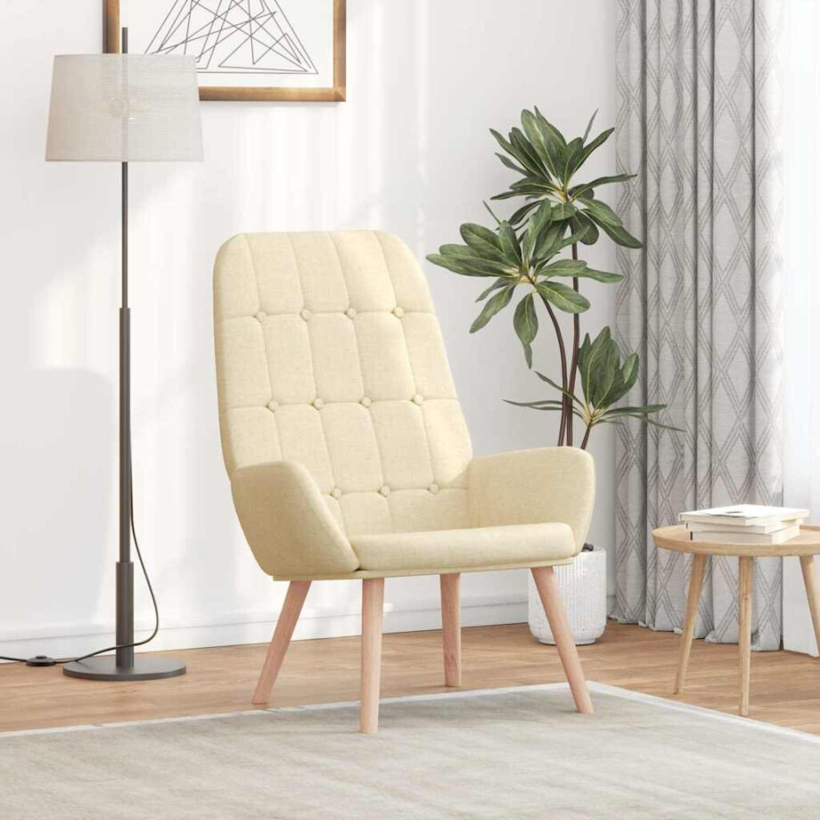 vidaXL Relaxstoel stof crèmekleurig vidaXL Relaxstoel stof crèmekleurig afbeelding 1