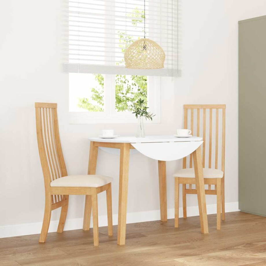 vidaXL Eetkamerstoelen met kussens 2 st massief hout rubber vidaXL Eetkamerstoelen met kussens 2 st massief hout rubber afbeelding 1