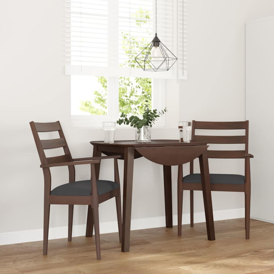 vidaXL Eetkamerstoelen met kussens 2 stuks bruin massief hout rubber vidaXL Eetkamerstoelen met kussens 2 stuks bruin massief hout rubber afbeelding 1