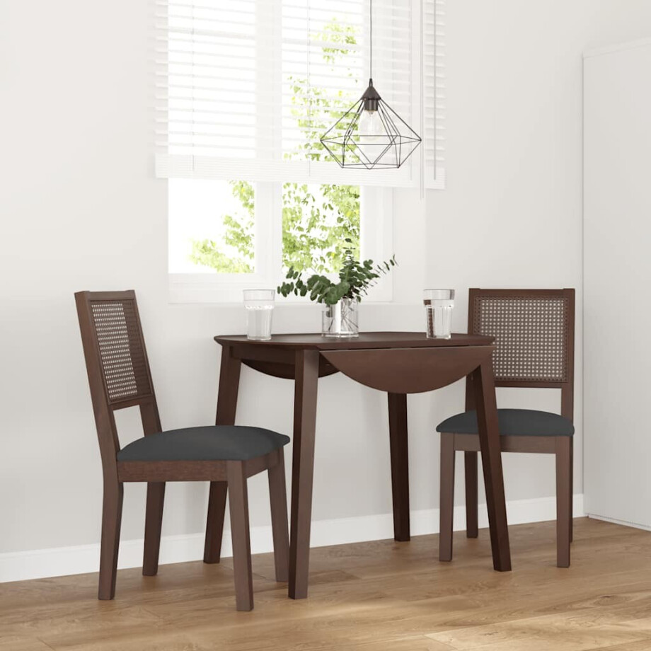 vidaXL Eetkamerstoelen met kussens 2 st massief hout rubber bruin afbeelding 1