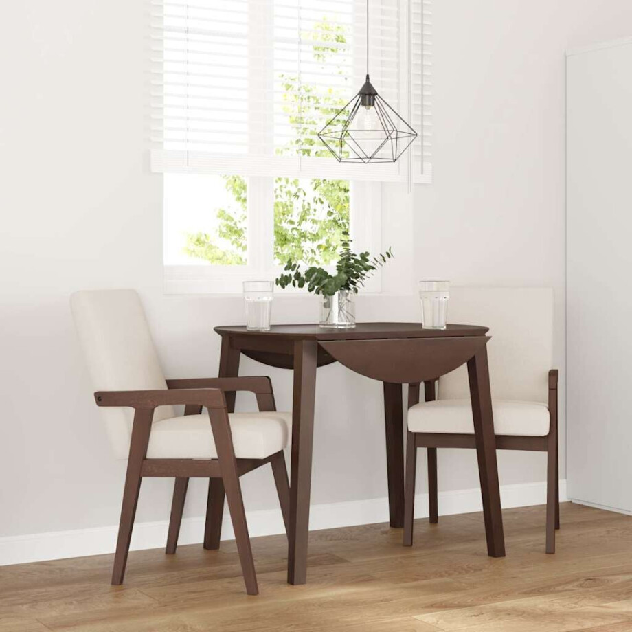 vidaXL Eetkamerstoelen met kussens 2 stuks bruin massief hout rubber vidaXL Eetkamerstoelen met kussens 2 stuks bruin massief hout rubber afbeelding 1