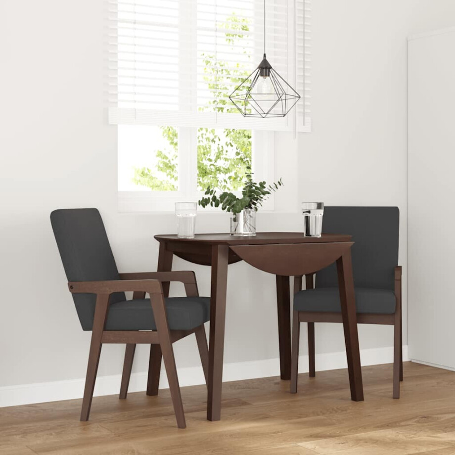 vidaXL Eetkamerstoelen met kussens 2 stuks bruin massief hout rubber vidaXL Eetkamerstoelen met kussens 2 stuks bruin massief hout rubber afbeelding 1