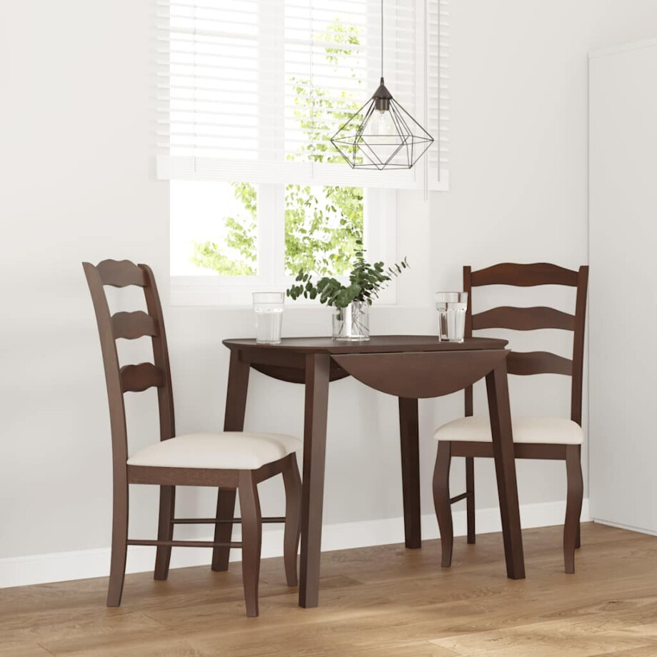 vidaXL Eetkamerstoelen met kussens 2 stuks bruin massief hout rubber vidaXL Eetkamerstoelen met kussens 2 stuks bruin massief hout rubber afbeelding 1