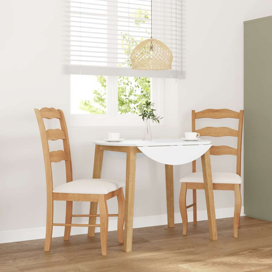 vidaXL Eetkamerstoelen met kussens 2 stuks natuurlijk massief hout rubber vidaXL Eetkamerstoelen met kussens 2 stuks natuurlijk massief hout rubber afbeelding 1