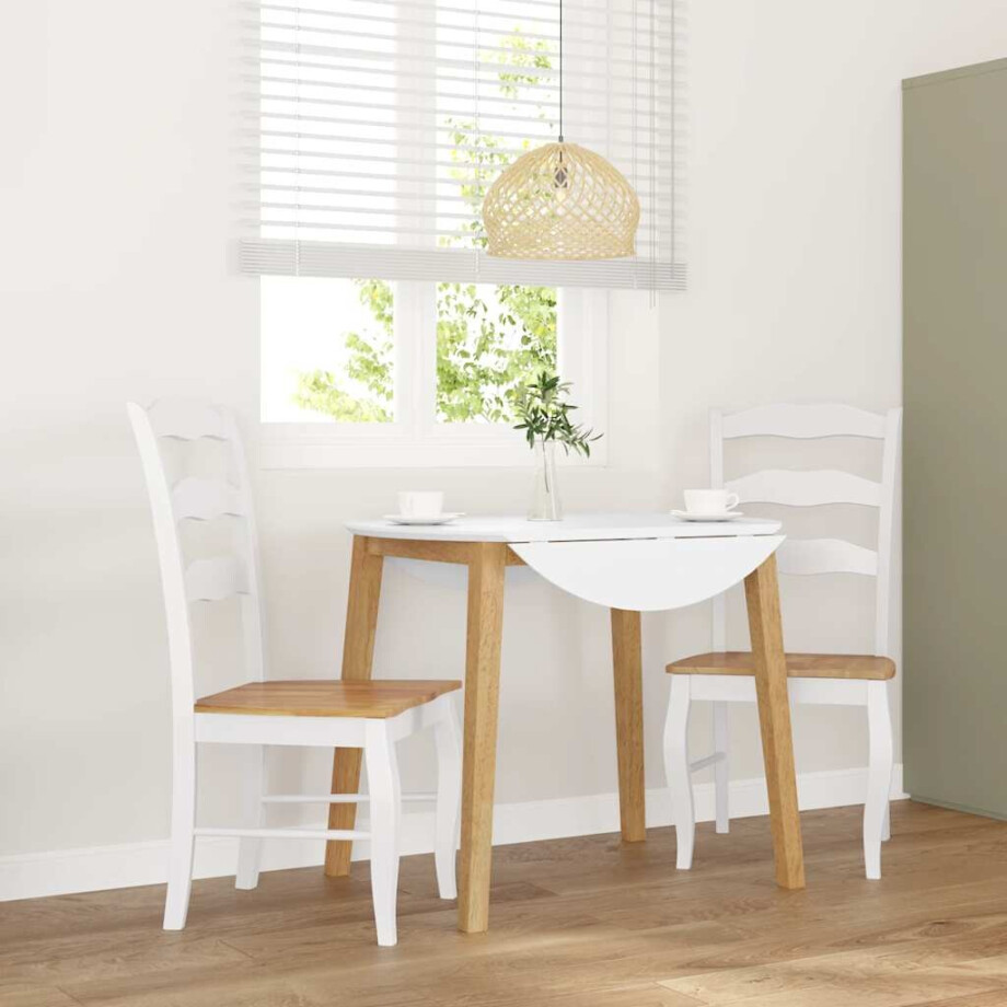 vidaXL Eetkamerstoelen 2 stuks Wit Massief Hout Rubber vidaXL Eetkamerstoelen 2 stuks Wit Massief Hout Rubber afbeelding 1
